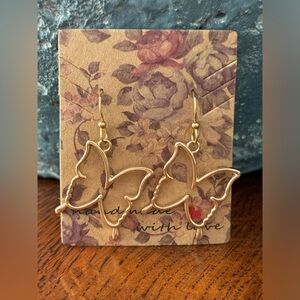 Handmade Gold-Tone Butterfly Earrings